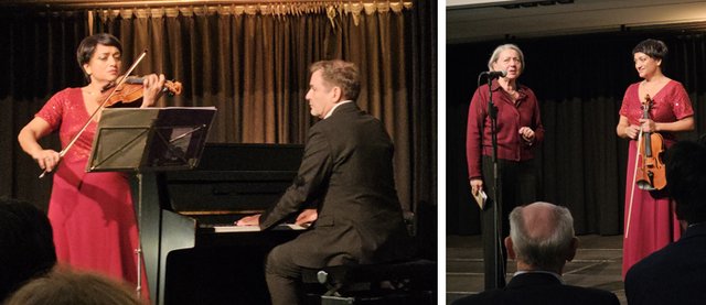 Anandi Morgenstern an der Violine und Andreas Grimm am Klavier; 2. Vorsitzende Petra Staszyk